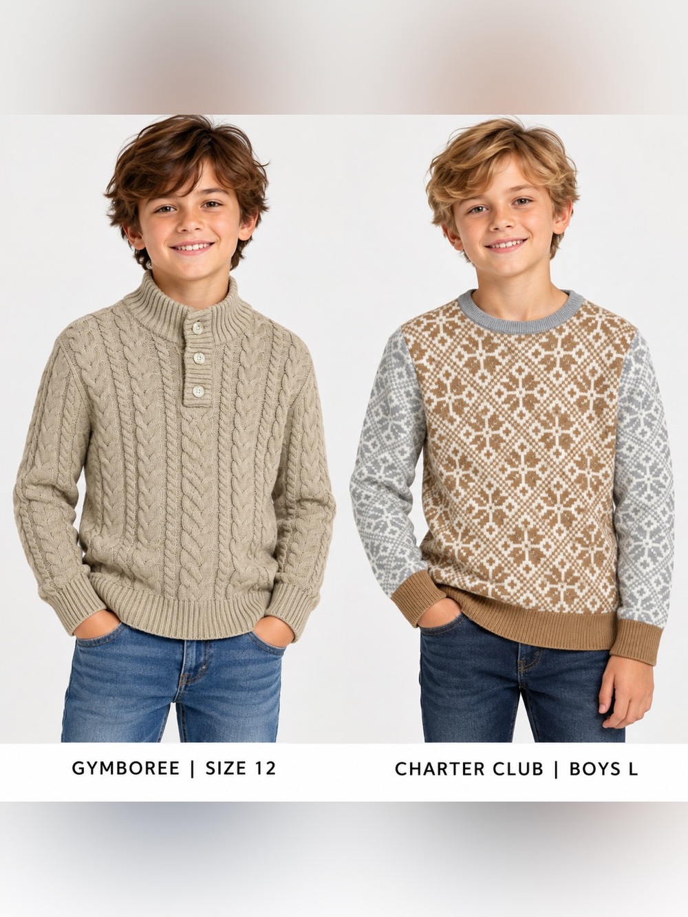 Boys Sweater Bundle Size 12/L | Gymboree Cable Knit & Charter Club Fair Isle